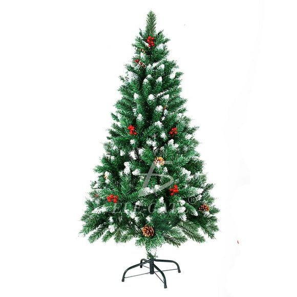 Arbol de Navidad Elegante y fino con frutos rojos y piñas nevado de 1.20 mts de altura