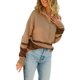 thumbnail image 4 of VISgogo Mujer Otoño Invierno Jersey de Punto Manga Larga Solapa Cremallera Patchwork Sudadera VISgogo moda, 4 of 9