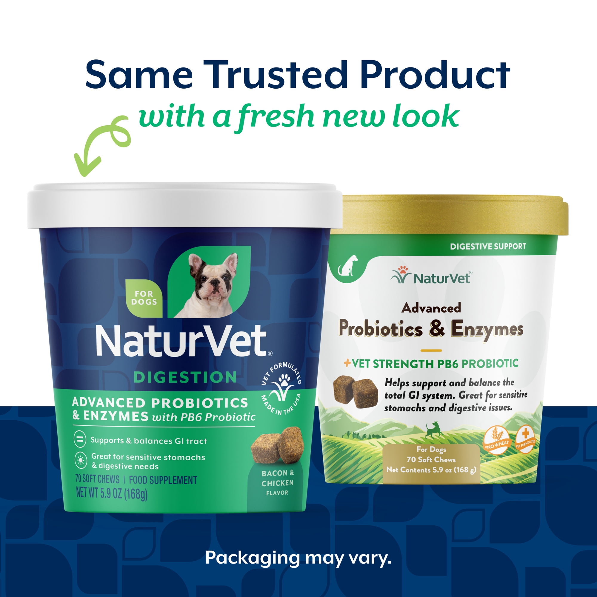 NaturVet Advanced Probiotics & Enzymes Supplements, Bacon & Chicken Flavor, 70 Soft Chews