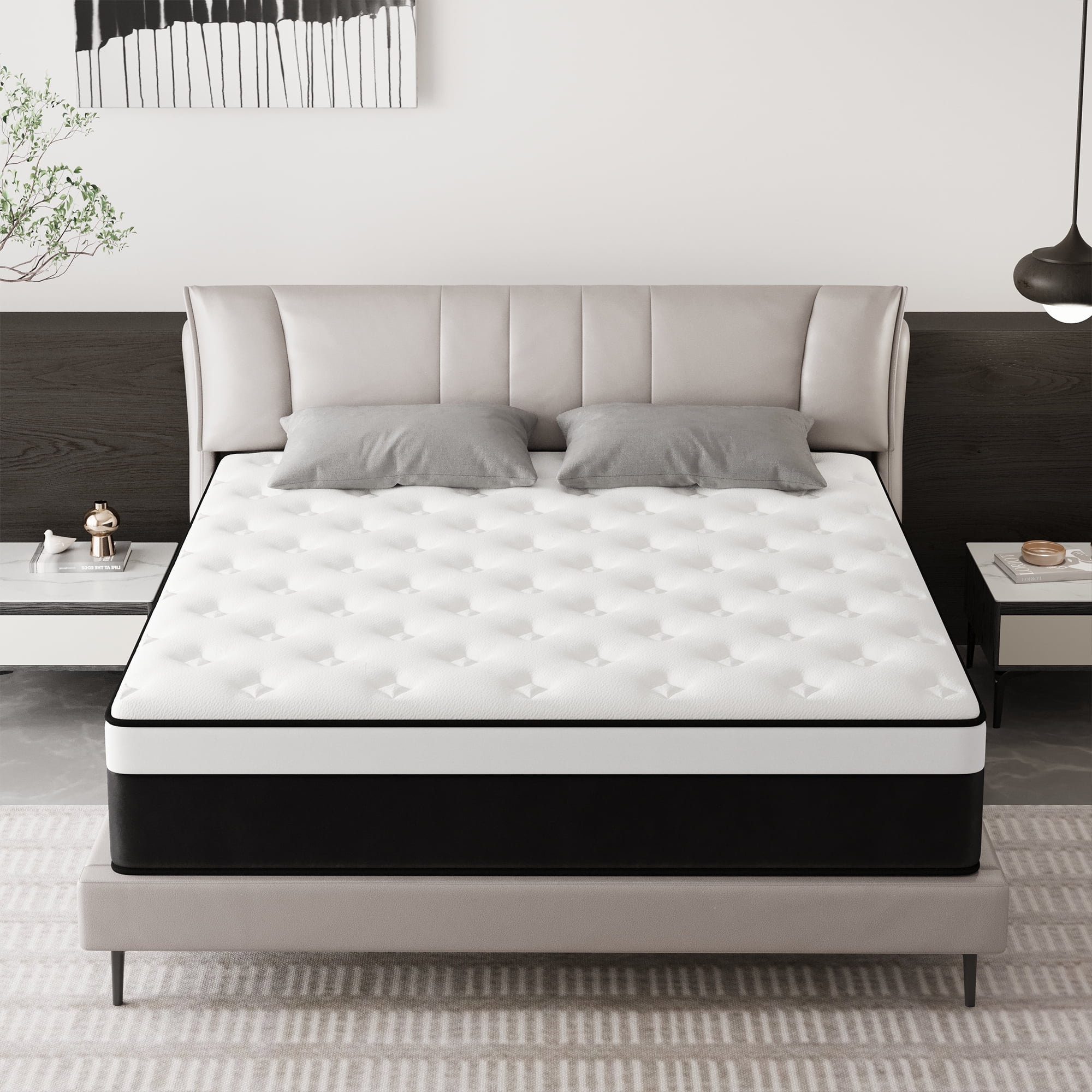OPV Twin Mattress 14-inch Hybrid Mattress Medium-Firm Bed Mattress in a Box Individually Pocketed Springs Memory Foam Layers Motion Isolation & Comfort Sleep