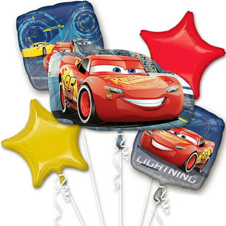Disney Car Lightning McQueen Authentic Licensed Theme Foil Balloon Bouquet