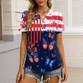 thumbnail image 4 of LWavelet Fourth of July Shirts for Women Short Sleeve Tops V-Neck Casual Patriotic Floral Butterfly Graphic Tee Navy XL, 4 of 7