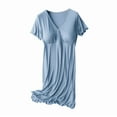 thumbnail image 2 of Delliss Labor and Delivery Gown, Nursing Nightgown, Maternity Nightgowns for Hospital Short Breastfeeding Nightgown Light blue L, 2 of 6