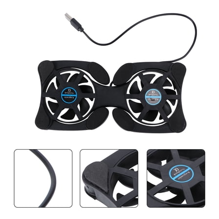 MIPCASE USB Laptop Cooler Fan Pad Black with Foldable Design and Four Protective Anti Scratch Pads