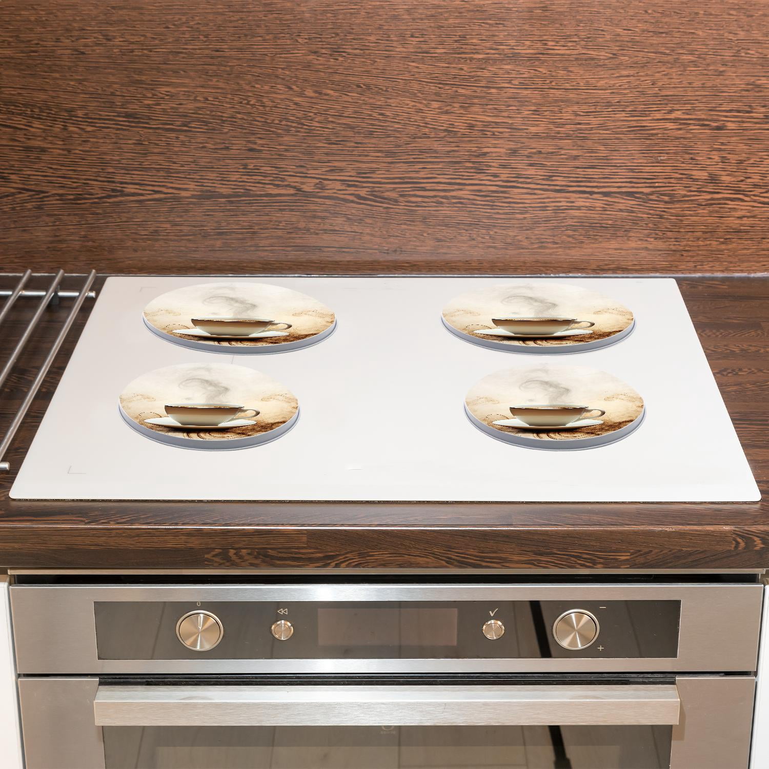 Decorative Stove Burner Covers 4 Pcs Decorative Electric Stove Burner Covers 8Inch And 10Inch ,Coffee Brown drawing