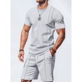 thumbnail image 5 of Men's Short Sleeve Outfits Shirt Sets Shorts for Casual Light Gray L, 5 of 7