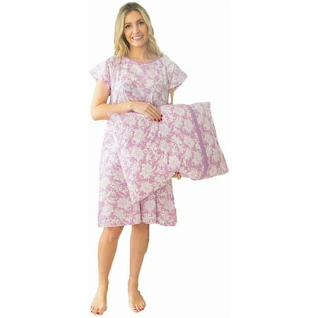 Gownies - Labor and Delivery Hospital Gown and Matching Pillowcase-Labor Kit, Maternity Gown, Hospital Gown, Delivery Gown With Matching Pillowcase