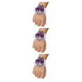 thumbnail image 1 of relayinert Bracelet Extensible Unique avec des Roses en Satin Faites à la Main pour un Look Élégant Facile à Porter N7 Raisin Violet 3Set, 1 of 6