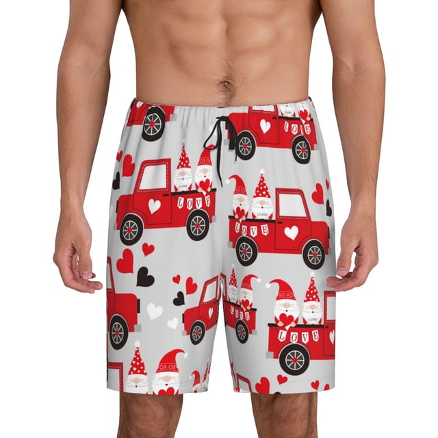 Fotbe Gnomes On The Car Pantalones Cortos de Pijama para Hombre, Ropa de Dormir, Pantalones de Pijama Cortos para Hombre-Small