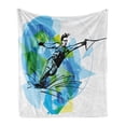 thumbnail image 1 of Sports Soft Flannel Fleece Throw Blanket, Man Athlete Water Skiing Energic Exotic Hobby Activity Image, Cozy Plush for Indoor and Outdoor Use, 60" x 80", Blue Black, by Ambesonne, 1 of 6