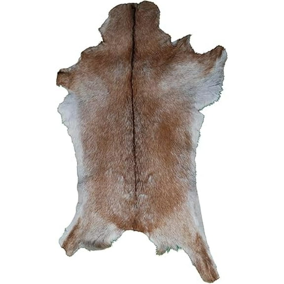 Premium Brown and White Goat Skin Rug | Natural Hair-On Leather Goat Hide for Rustic Decor