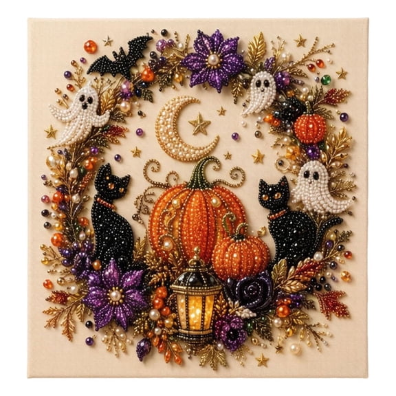 Halloween Diamond Art Kits, Spooky Cute Ghost Pearl Art Kits For Adults, Premium 3D Diamond Painting Crafts for Beginners, DIY Fall Home Wall Decor & Seasonal Party Gift