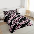 thumbnail image 3 of Homewish Modern Leopard Print Full Size Comforter Sets for Female, Fashion Lines Stripes Bedding Comforter Set, Black Pink Abstract Ombre Reversible Bedding Sets, Luxury Bedroom Decor, 3 Pieces, 3 of 8
