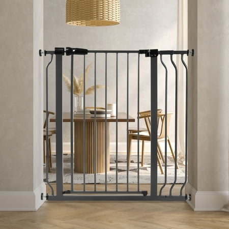 GIANNA Easy WalkThru Safety Gate for Doorways and Stairways, Fits 29.1 - 38.5 Inch Openings, With Auto-Close/Hold-Open Features, 30-inch Tall, Graphite