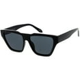 thumbnail image 2 of Oversize Horn Rimmed Cat Eye Sunglasses Neutral Colored Square Lens 55mm (Black / Smoke), 2 of 4