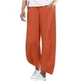 thumbnail image 3 of qolati Women's Cotton Linen Pants Lightweight High Waisted Wide Leg Palazzo Pant Comfy Casual Loose Lounge Trousers with Pocket, 3 of 6