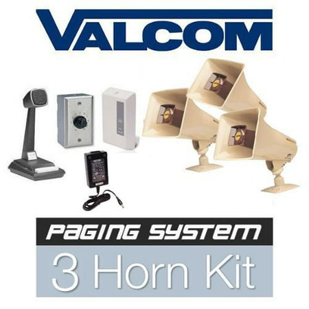 Valcom 3 Horn Speaker Paging Mass Notification and Emergency PA System Kit (Commercial (Best Pa System For Home Use)
