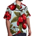 thumbnail image 2 of Cherry Men's Short Sleeve Button Down Poplin Hawaiian Shirt for Summer Beach, Casual Printed Unisex Style, 2 of 6