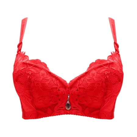 

TOWED22 Wireless Bras For Women Women s Sexy Lace Bra Unlined Underwire Sheer See Mesh Plunge Embroidered Bra Red