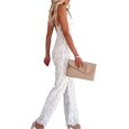 thumbnail image 5 of Musuos Women Elegant Jumpsuit, Spaghetti Straps V Neck Solid Color Lace Open Back One Piece Wide-leg Jumpsuits Long Playsuit, 5 of 8