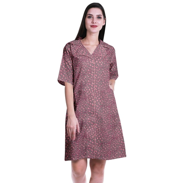 Moomaya Chemises Grande Taille pour Femmes Chemises Imprimées à Boutons Robe d'Été-S-TTG