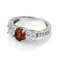 thumbnail image 3 of Gem Stone King 10K White Gold Red Garnet and Lab Grown Diamond Engagement Ring for Women | 1.99 Cttw | Oval 7X5MM | Gemstone January Birthstone | Size 6, 3 of 5