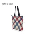 thumbnail image 7 of Zipper canvas bag large capacity large size practical handbag durable Canvas with leather material Red-blue Diagonal Lines, 7 of 7