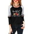 thumbnail image 3 of VILOVE Women Thanksgiving Pumpkin Shirt Thankful Grateful Blessed Leopard Print Long Sleeve Blouse Striped Fall Tee Top, 3 of 7