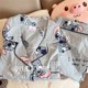thumbnail image 3 of Conjunto de ropa de casa de manga larga con cárdigan holgado y bonito de Anime Lilo & Stitch, pijamas cómodos para niños y niñas y parejas, 3 of 5