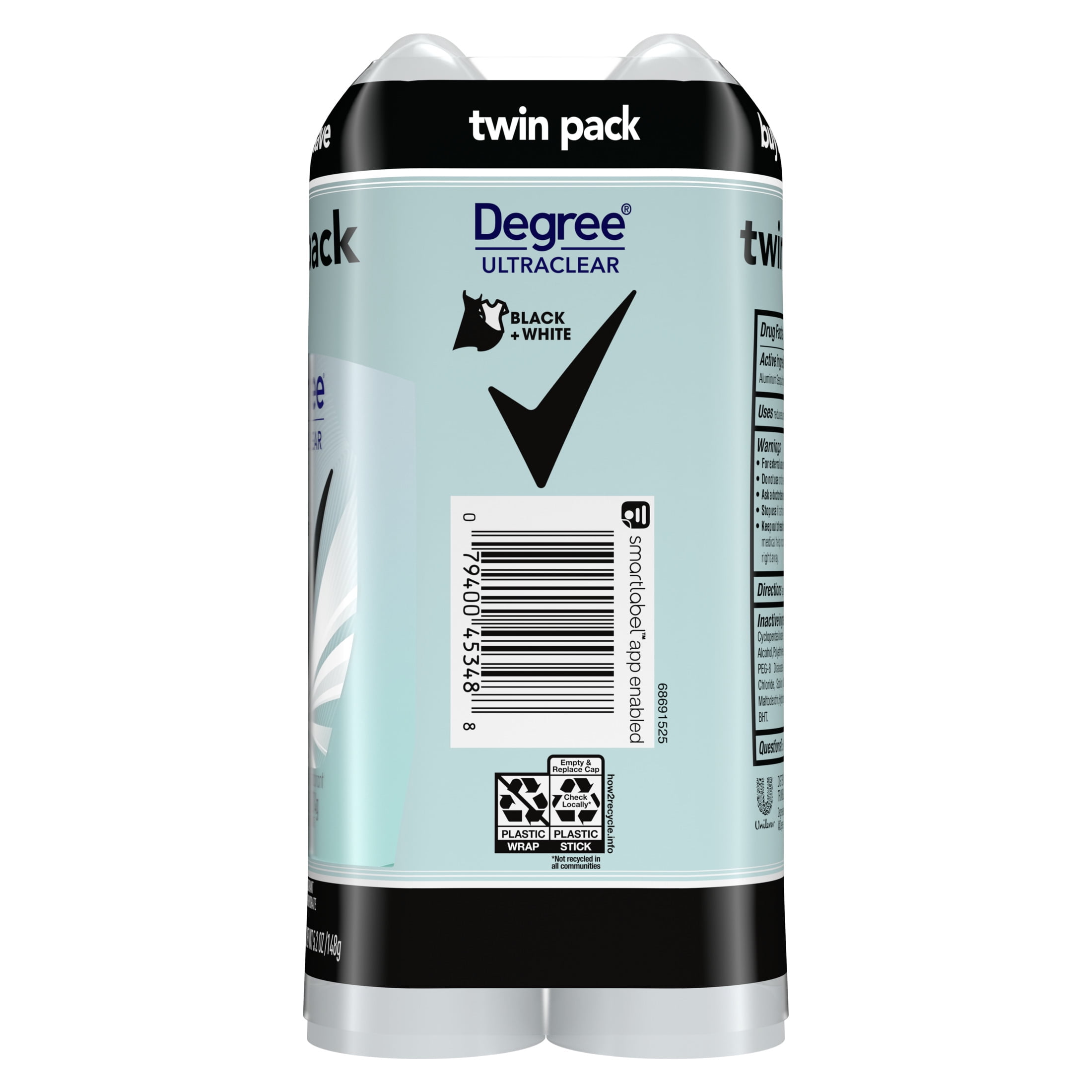 (2 pack) Degree Ultra Clear Long Lasting Women's Antiperspirant Deodorant Stick Twin Pack, Fresh, 2.6 oz
