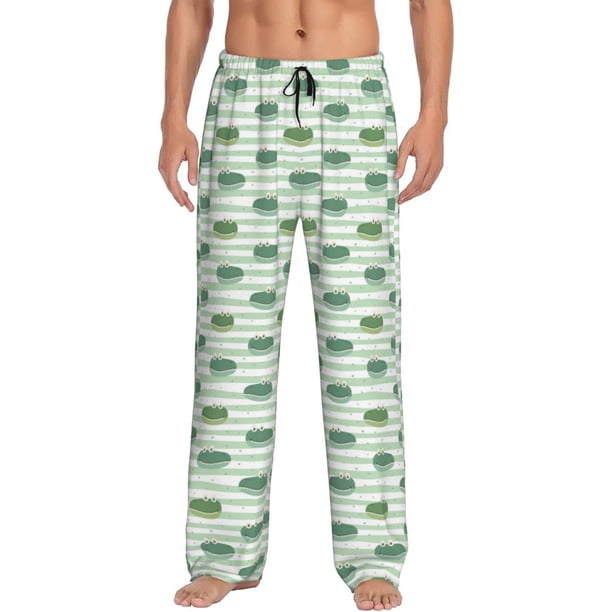 Fotbe Cute Crocodile Pantalones de Pijama para Hombre, Pantalones de Dormir, Pantalones de Casa con Cintura Ajustable y Bolsillos-3X-Large