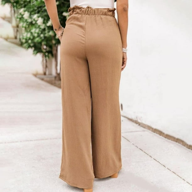 Pantalones De Vestir De Pierna Ancha Btfbm 2025 Para Mujer De Cintura Alta Negros Venta Internacional Mkp 99172937