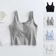 thumbnail image 2 of Qingpeng Womens Ribbed U Neck Henley Crop Tank Tops Button Placket Sleeveless Slim Fit Basic Cropped Cami Sleepwear Tops, 2 of 6