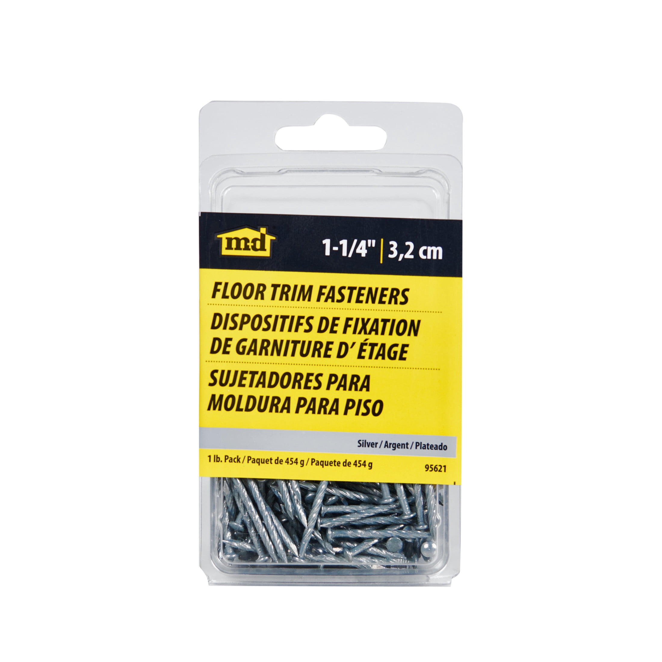 M-D Building Products 95621 1-1/4 In. Silver Floor Metal Screw Nails (1Lb) (3 Packs)