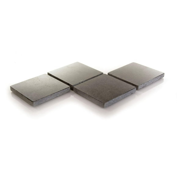 Kozy Kitchen Ensemble de Dessous de Verre, Dessous de Verre en Granit Premium, Dessous de Verre Multifonctionnels Double Poli, Pierre de Granit 100 % Naturelle (6, Granit Noir - Carré)