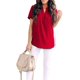 thumbnail image 3 of Blusas de gasa con escote en V dividido informal de verano para mujer, túnica suelta, Tops de manga corta Ormromra, 3 of 5
