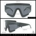 thumbnail image 5 of Thick Bubble Plastic Frame Oversize Shield Rectangular Sport Sunglasses White - Black, 5 of 9
