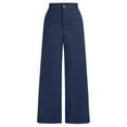 thumbnail image 4 of Girls Corduroy Wide Leg Pants Button Front Zipper Vintage Pants with Pockets High Waist Casual Pants for Girls Navy Uniform Pants Kids Preppy Clothes 9-10 Years, 4 of 7