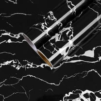 CHIHUT Glossy Black Marble Contact Paper for Countertops Waterproof 17.7"x100" Marble Peel and Stick Wallpaper for Bedroom Vinyl Self Adhesive Removable Wallpaper for Kitchen Cabinets Walls Shelf