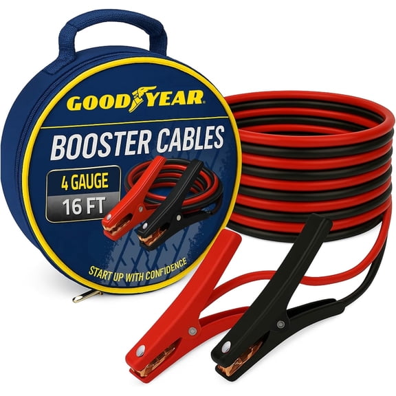 Goodyear Heavy Duty Car Jumper Cable 4 Gauge 16 Foot, Compatible with All Vehicles, with Carrying Case