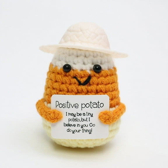 Handmade Crochet Life Potato Positive Gifts,Emotional Uplifting Support Cheer Up Knitted Small Pickle Potato for Women Men Birthday Easter Funny Cute Stocking Stuffers Christmas Graduation