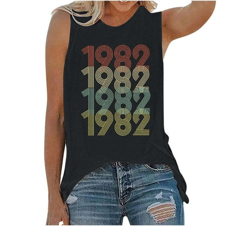 

YFPWM Evening Clothes for Women Elegant Silk Blouse Nursing Tops Bustier Tops Concert Tops Print Round Neck Sleeveless T Shirt