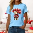thumbnail image 5 of felwors Teddy Bear Graphic Tee | Valentine's Day Heart Balloons & Flower Casual Crew Neck Short Sleeve Shirt”(Blue, XXXL), 5 of 7