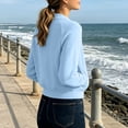 thumbnail image 7 of WRFWUL Women's Full Zip Short Bomber Jacket Fall Long Sleeve Crew Neck Solid Cardigan Fashion Streetwear Lightweight Coat, 7 of 7