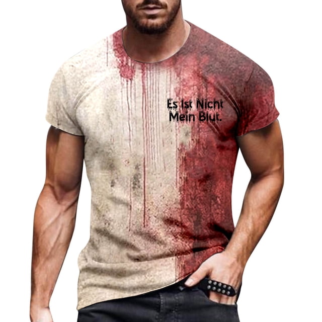 T-shirt Décontracté à Col Rond pour Hommes avec Imprimé Graphique d'Halloween, Manches Courtes, Grande Taille, pour Automne Hiver