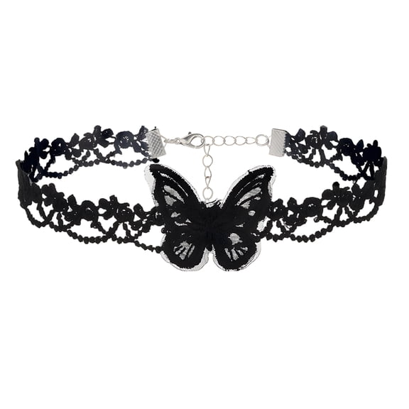 DESIGNICE Goth Accessories,Lace Butterfly Gothic Necklace,Polyester Black Choker Necklaces for Woman,For Women Halloween Daily Use,Style1