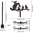 thumbnail image 2 of Weathervane Birds House Wind Vane Weathercock Metal Weather Vane for Garden Farmhouse Decorative Outdoor Wind Measuring Tool Wind Direction Indicator Iron Weather Vanes DIY, 2 of 7