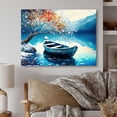 thumbnail image 2 of Designart Canoe On Lake In Winter Canvas Wall Art, 2 of 5