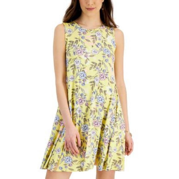 Style & Co Petite Sleeveless Printed Flip Flop Dress Sunbeam Yellow PXL