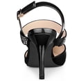 thumbnail image 3 of BLISSFUL STEP Women's Pointed Toe Rhinestone Slingback Stiletto Heel Black Pumps 8 M US, 3 of 6